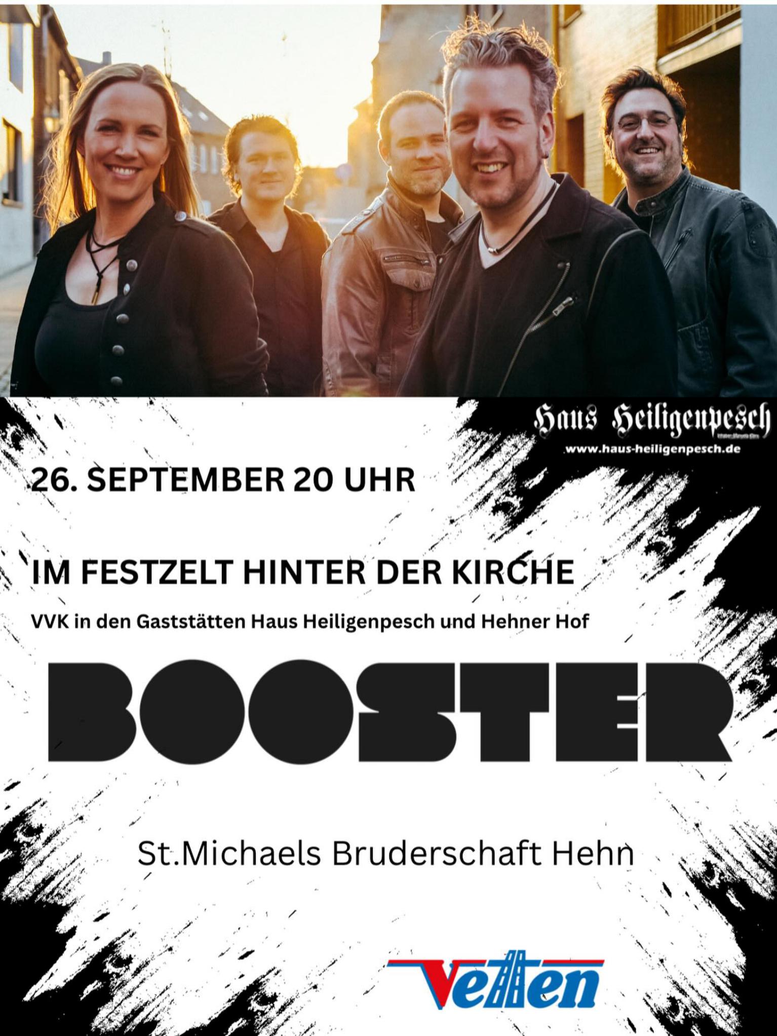 Spätkirmes Freitag: Booster im Festzelt hinter der Kirche